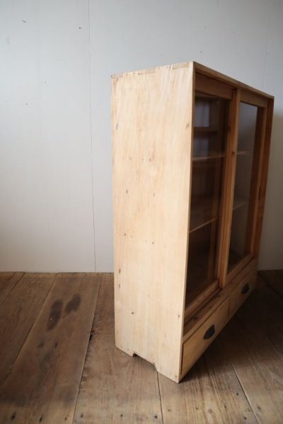 画像1: 木肌の引き出し付き薄型収納棚