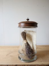 画像1: 銅製蓋つきガラス容器 (1)