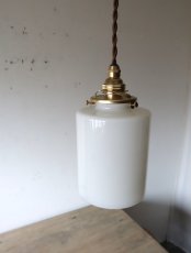 画像7: No.14　円筒型乳白ガラスのペンダントライト (7)