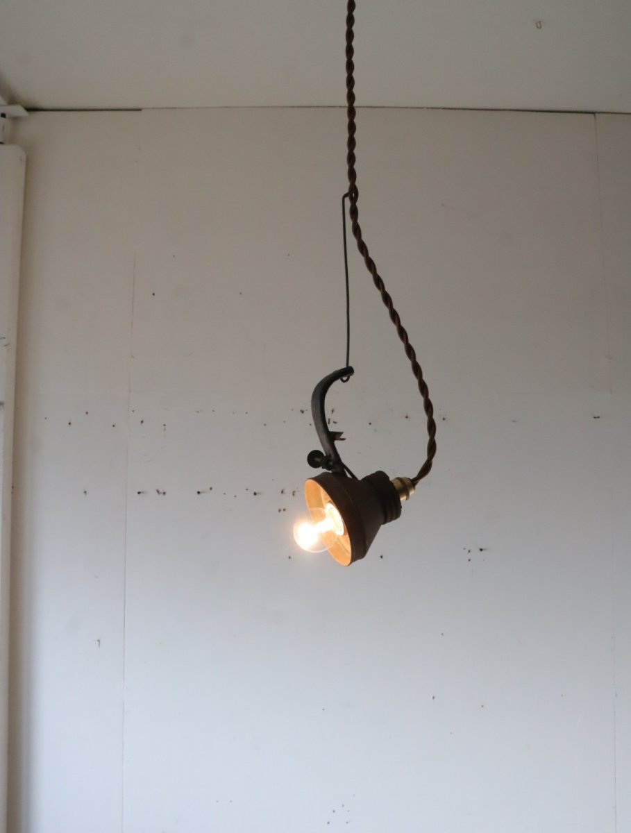画像1: No.99　オイルランプ部品の吊り下げライト (1)