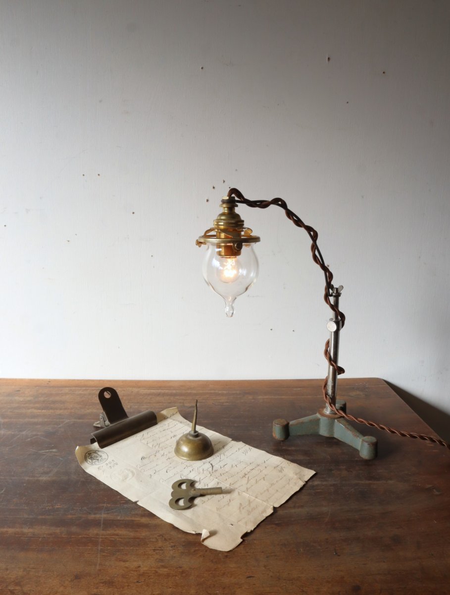 画像1: No.148　吸引ガラスのスタンドライト(コード焦げ茶) (1)