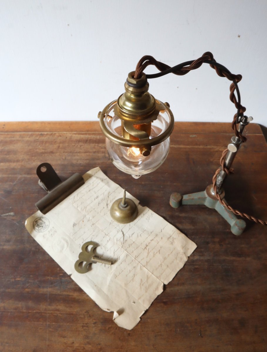 画像2: No.148　吸引ガラスのスタンドライト(コード焦げ茶) (2)