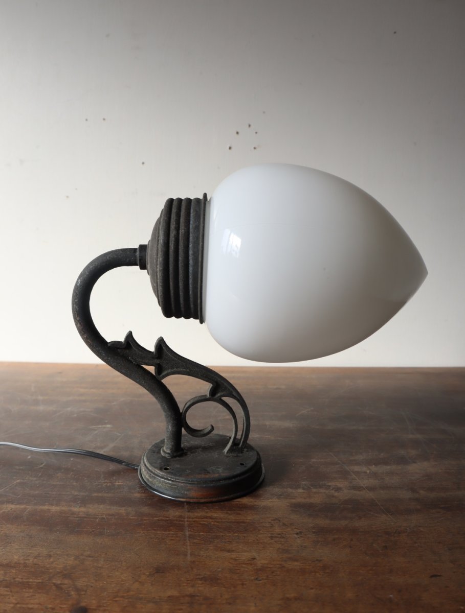 画像19: No.158　しずく型乳白ガラスのブラケットライト (19)