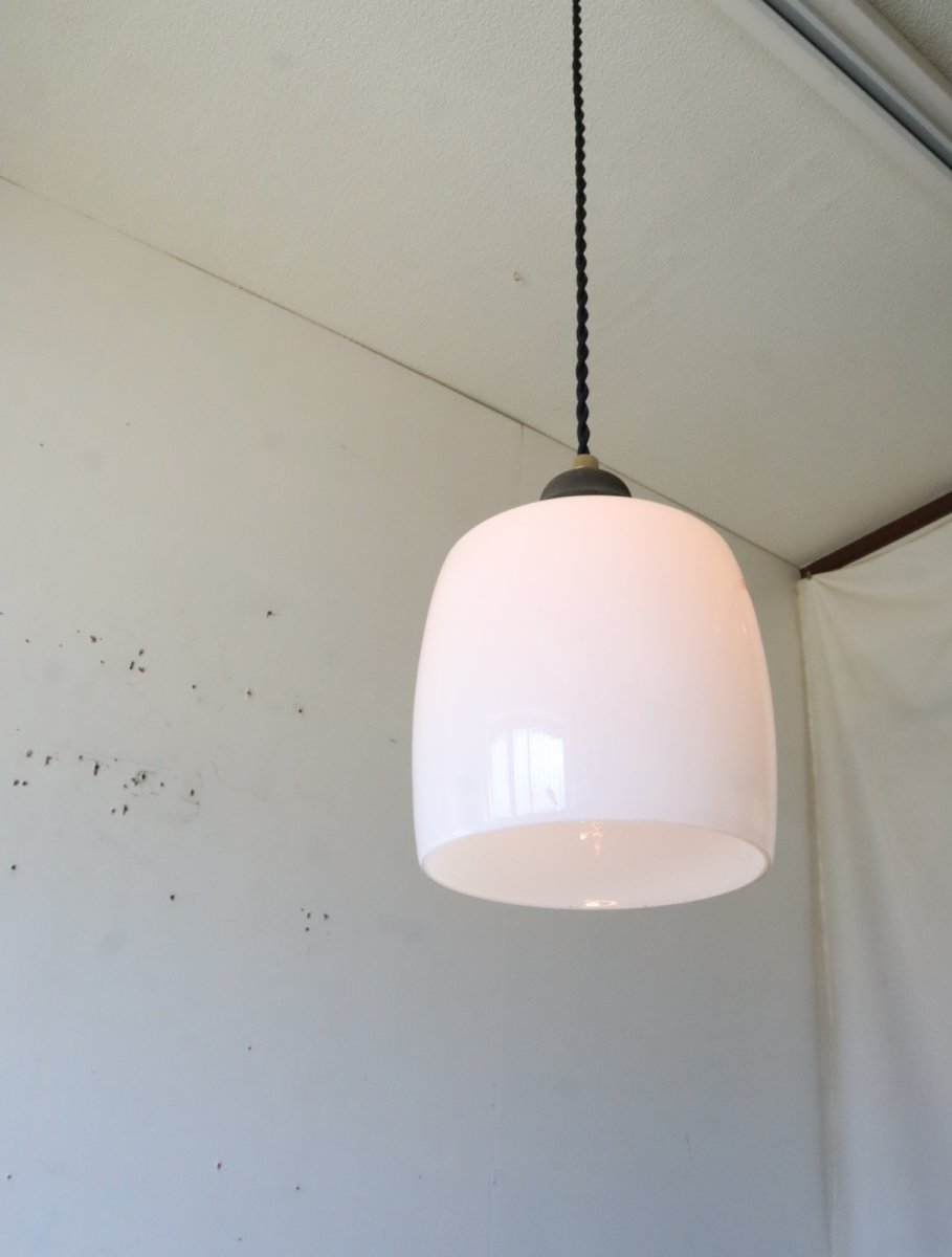 画像7: No.177　樽型乳白ガラスのペンダントライト (7)