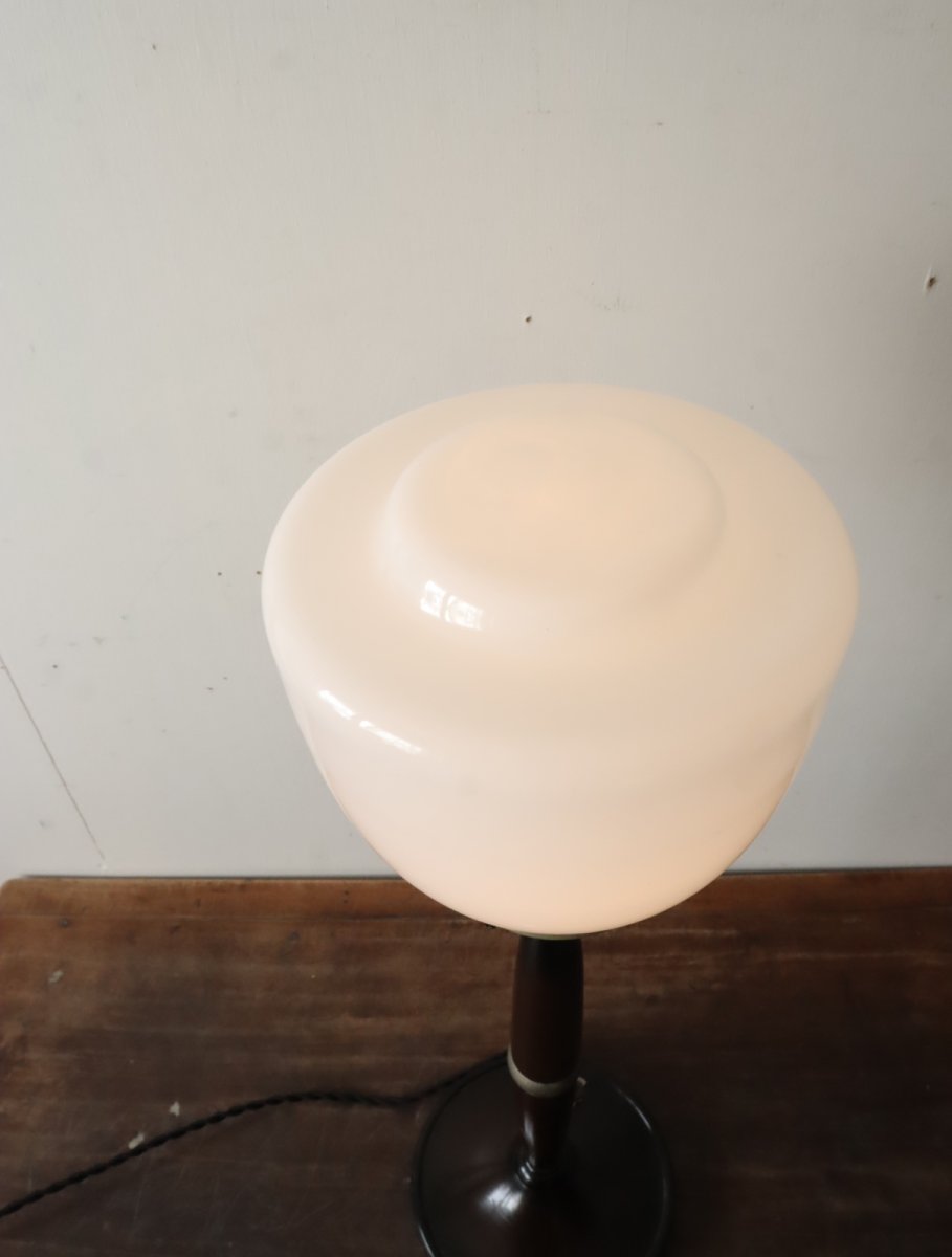 画像5: No.185　乳白ガラスのグローブ付きスタンドライト (5)