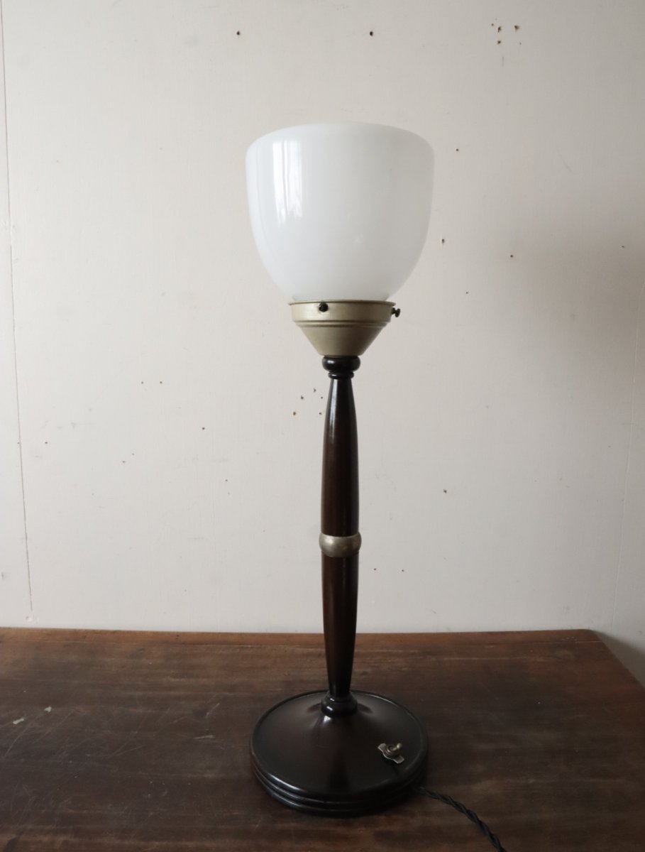 画像7: No.185　乳白ガラスのグローブ付きスタンドライト (7)