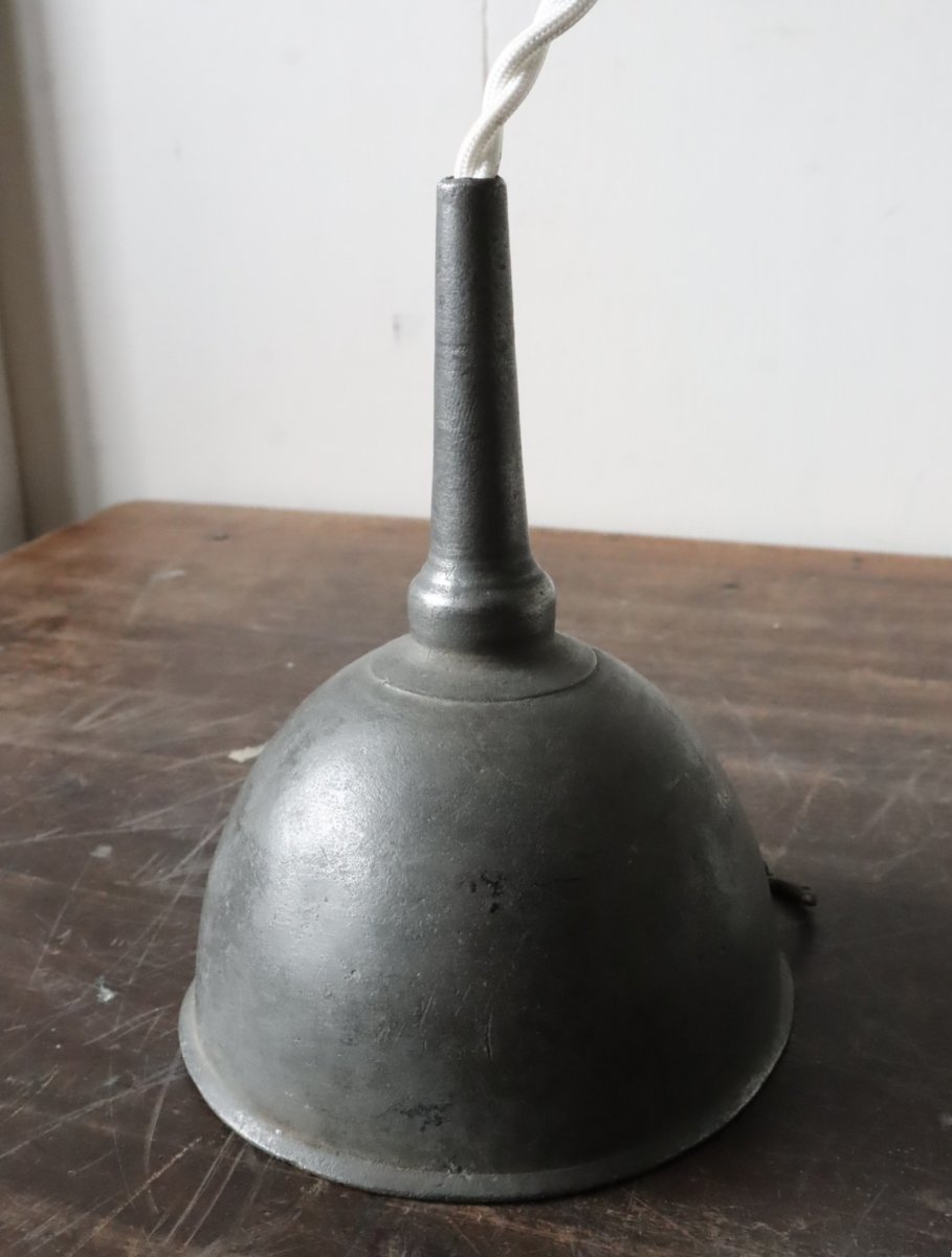 画像36: No.195　ピューター漏斗と滑車のペンダントライト(φ11×h14cm) (36)