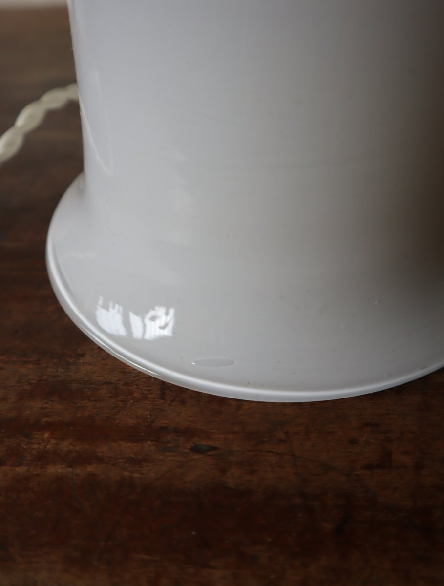 画像27: No.219　ベル型乳白ガラスのペンダントライト(コード白色) (27)