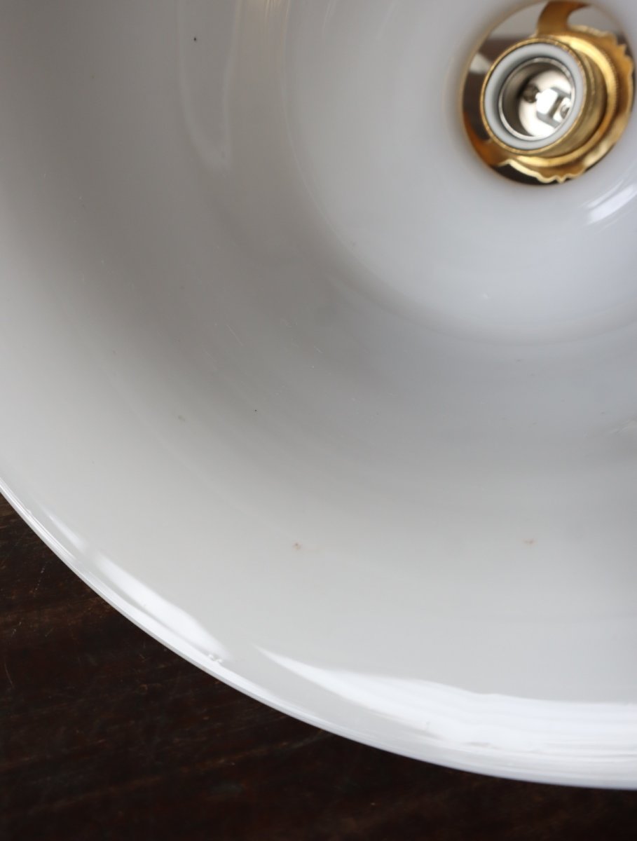 画像21: No.219　ベル型乳白ガラスのペンダントライト(コード白色) (21)